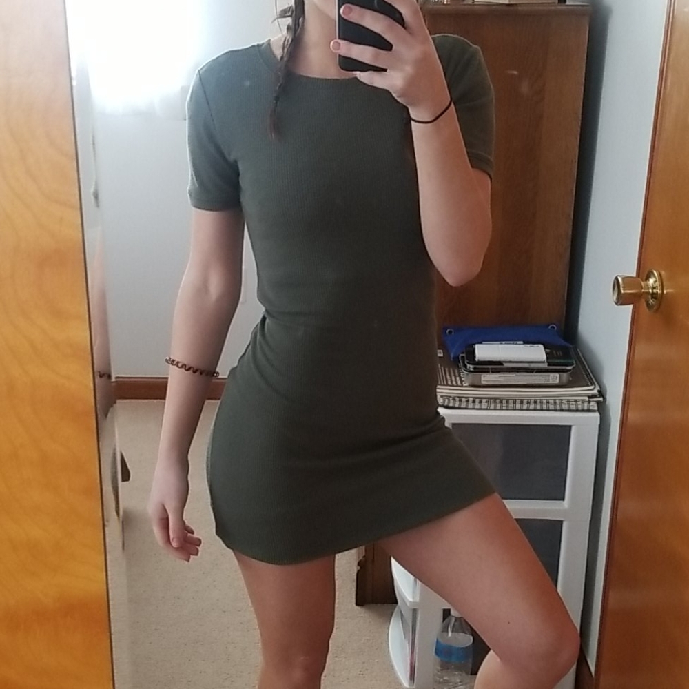 Forever 21 green tshirt bodycon mini dress